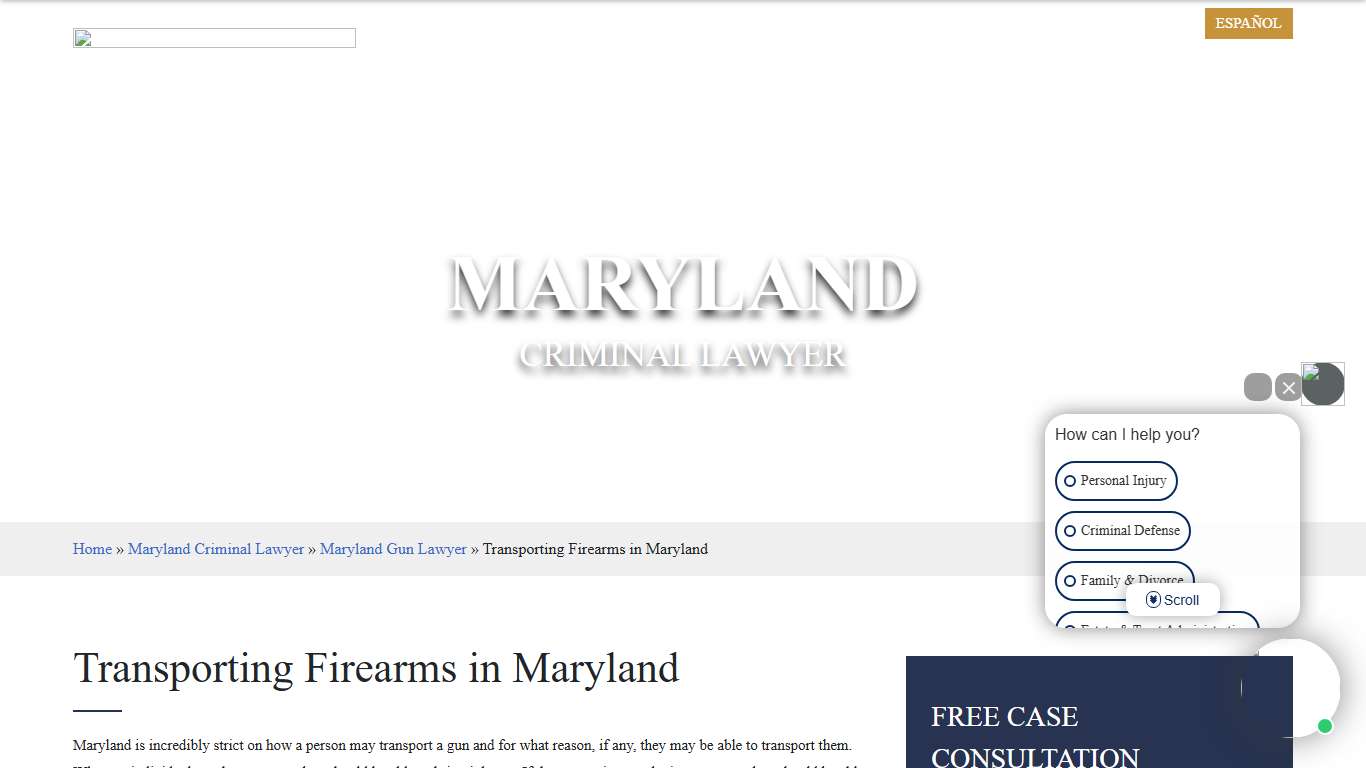 Transporting Firearms in Maryland l Driving with a Gun